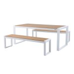 Ensemble de jardin - axi - tony - aluminium durable - 6 personnes - blanc / marron