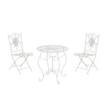 Ensemble de jardin - clp - aldeano - fer - blanc antique - table et chaises pliables