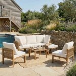 Ensemble de jardin ext�rieur modulaire 6 places 3 si�ges + 2 angles + pouf + table combinaison libre ...
