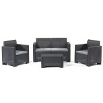 Ensemble de jardin en polyrattan anthracite - salon bas - gris