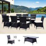 Ensemble de jardin en r�sine tress�e 8 places turin noir