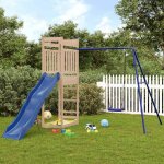 Ensemble de jeu dext�rieur en bois - vidaxl - bois de pin massif - 242x335x207 cm - toboggan ondul� - ...