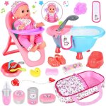 Ensemble de jeu de poup�e b�b� - accessoires jouet de bain chaise haute et v�tements