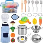 Ensemble de jouets de cuisson pour enfants casseroles en acier inoxydable coupe - biscuits cadeau parfait ...