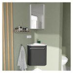 Ensemble lave - mains d'angle skino gris + vasque + miroir