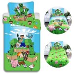 Ensemble de literie minecraft en coton - housse de couette 140x200 cm - motif du jeu minecraft - oeko ...
