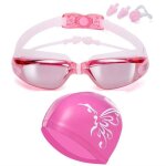 Ensemble de lunettes de natation ajustable - zgeer - protection uv - anti - bu�e - rose - adulte