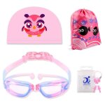 Ensemble de lunettes de natation rose bleu pour mixte enfant anti - uv anti - bue avec bonnet de bain ...