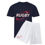 Ensemble maillot &amp short de rugby enfant ? polyester ? 3 au 14 ans - - bleu