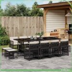 Ensemble � manger de jardin - 3210978 - 13 pi�ces (8 chaises + 4 tabourets + table) - r�sine tress�e ...