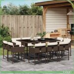 Ensemble � manger de jardin - 3211389 - 10 personnes - r�sine tress�e marron - plateau verre tremp�
