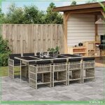 Ensemble � manger de jardin - 3211643 - 1 table + 8 chaises - r�sine tress�e gris clair - table verre ...