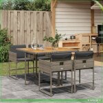 Ensemble � manger de jardin - 7291712415722 - r�sine tress�e - table acacia - 4 chaises gris