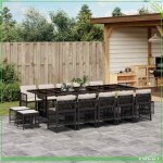 Ensemble � manger de jardin - faf7291712415470 - 14 personnes - r�sine tress�e noir - plateau verre tremp� ...