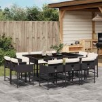 Ensemble � manger de jardin r�sine tress�e - vidaxl - 11 pi�ces - coussins noir - r�sine tress�e - table ...