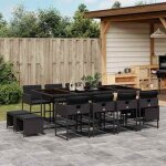 Ensemble � manger de jardin en r�sine tress�e - vidaxl - 13 pi�ces - coussins noirs - r�sistance aux ...