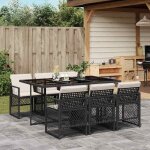 Ensemble � manger de jardin en r�sine tress�e - vidaxl - 7 pi�ces - noir - r�sistance aux uv - table ...