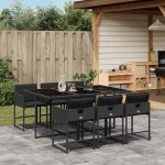 Ensemble � manger de jardin en r�sine tress�e - vidaxl - 7 pi�ces - noir - r�sistance aux uv - table ...