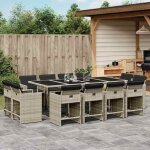 Ensemble � manger de jardin en rotin - vidaxl - 13 pi�ces - gris clair - r�sistance aux uv - 220x106x73 ...