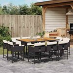 Ensemble � manger de jardin - vidaxl - 11 pi�ces - r�sine tress�e - noir - table 165x106x73 cm - chaises ...