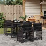 Ensemble � manger de jardin - vidaxl - 5 pi�ces - r�sine tress�e - noir - 110x106x73 cm (table) - 505x54x79 ...