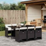 Ensemble � manger de jardin - vidaxl - r�sine tress�e - 7 pi�ces - noir - table: 165x106x73 cm - chaise: ...