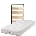 Ensemble matelas 120x200 sommier dmont pieds - hauteur 19 cm - soutien ferme - blanc - mousse