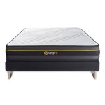 Ensemble matelas active + sommier kit noir 160x200 cm - ferme - mousse hr - accueil enveloppant