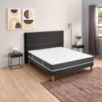 Ensemble matelas mousse essential sommier gris unic et pieds - bultex - 140x190