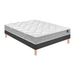 Ensemble matelas bultex primo sommier vigoroso gris fum et pieds back to basics 160x200