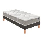 Ensemble matelas bultex primo sommier vigoroso gris fum et pieds back to basics 90x190