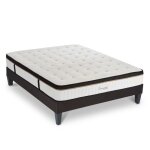Ensemble matelas emeraude mousse accueil m�moire de forme et sommier tissu gris - 140 x 190 cm