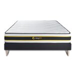 Ensemble matelas + sommier 160x200 flexy - marque - noir - ressorts ensachs - mousse  mmoire de forme ...
