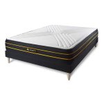 Ensemble matelas ultra + sommier kit noir 140 x 190 cm - ressort - equilibr - ressorts ensachs