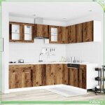 Ensemble de meubles de cuisine 11 pi�ces - lyon - vieux bois - bois ding�nierie r�sistant � lhumidit� ...