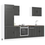 Ensemble de meubles de cuisine - jilis - 7 pi�ces - kalmar - bois ding�nierie - noir - pieds r�glables ...