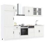 Ensemble de meubles de cuisine - jilis - 8 pi�ces - blanc - bois ding�nierie et verre - gamme lucca - ...