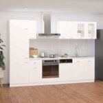 Ensemble de meubles de cuisine - vidaxl - blanc - bois ding�nierie - 8 pi�ces - gamme lyon