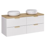 Ensemble meuble et deux vasques wiki 120 cm aster blanc avec plan en ch�ne