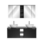 Ensemble meuble double vasques � poser + cabinets miroirs + 2 �l�ments - 140 cm - rosario black