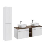 Ensemble meubles double vasques � poser avec colonne + 2 �l�ments - 140 cm - emblematic white