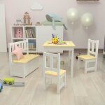 Ensemble de meubles pour enfant - en. casa lousame - table chaises et banc rabattable - bois massif - ... Ensemble de meubles pour enfant - en. casa lousame - table chaises et banc rabattable - bois massif - ...