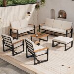 Ensemble de meubles de jardin - 1 canap� 3 places - 1 canap� 2 places - 2 fauteuils - table basse en ...