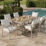 Ensemble de meubles de jardin - adapt� pour 6 personnes - compos� de 1 table et 6 chaises - tube en acier ...