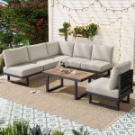 Ensemble de meubles de jardin - canap� dangle - lit de d�tente ext�rieur - table basse - acier galvanis� ...