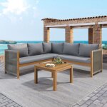Ensemble de meubles de jardin - canap� dangle + table basse - cadre en acacia - corde tress�e - gris ...