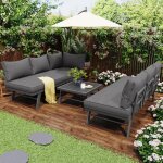 Ensemble de meubles de jardin - fauteuils lounge pour 5 - 6 personnes - 2 canap�s 3 places - table incluse ...