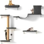 Ensemble de meubles muraux pour chat - suteo - gris - bois massif - velours p�che - 4293x16x2946 cm - ...