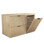 Ensemble de meubles de salle de bain - 100 cm - 2 tiroirs - panier � linge - ch�ne cr�mone