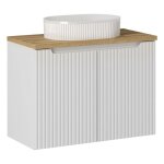 Ensemble meuble salle de bain 2 portes + vasque + plateau effet ch�ne l 80 x p 40 x h 595 cm - astral ...